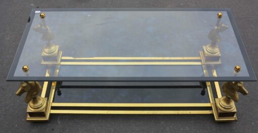 1950/70 Coffee Table Horses Heads in the Style of Maison Charles Plated Feet to Wallnut