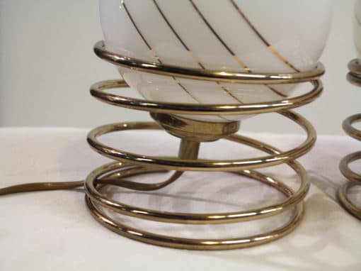 1970' Pair of lamps with golden planet satellite lines on spring - Image 6