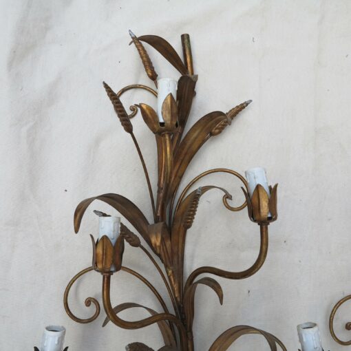 Paire d'Appliques Fer Doré Gerbe de Blé – Image 5