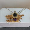 1970 'Pair Of Coral Decor Lamps Gilt Bronze And Amethyst By Boeltz - Image 3