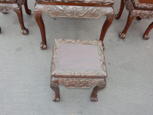 1920/1950 Play Table Mahjong China and Its 4 Stools Palissandre - Image 8