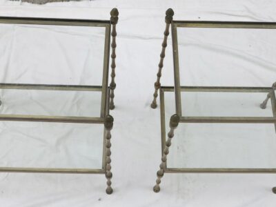 70' Pair  of end of sofa Maison Bagués Bamboo model with tops in glass