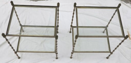 70' Pair  of end of sofa Maison Bagués Bamboo model with tops in glass