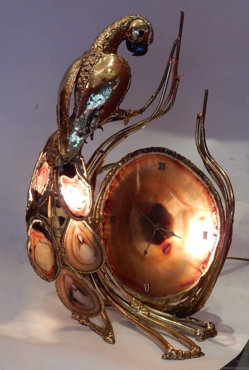 1970 'Enlightening Clock with Parrot FERNANDEZ or DUVAL BRASSEUR For HONORE - PARIS
