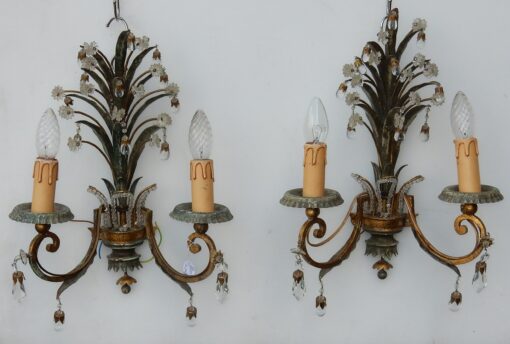 1950-1970 Pair of Sconces with Pinapple Leaves in the Style Maison Baguès - Image 8
