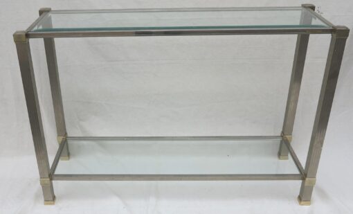Console Pierre Vandel silvered and guilted Ends