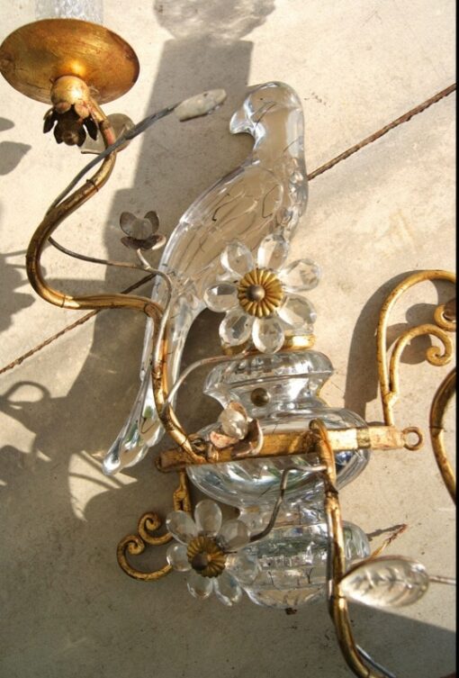 1970' Pair Wall Lamp has the Parakeet Style Baguès - Image 7