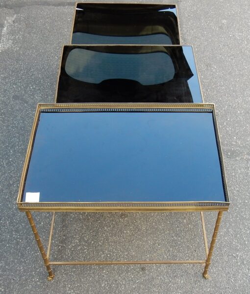 1950/70' Series of 3 Gigognes Tables Model Bamboo with Feet Maison Bagués - Image 6