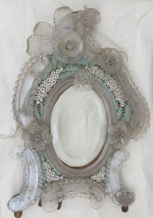 Murano Mirror Decorated with Flowers in Micromosaique
