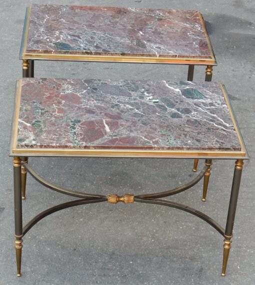 1950/70' Paire de Bouts de Canapés Maison Jansen Avec Marbre Levanto 60 X 40 X H 42 cm – Image 6