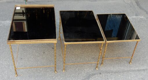 1950/70' Series of 3 Gigognes Tables Model Bamboo with Feet Maison Bagués - Image 5