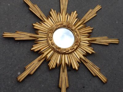 1950/70' Miroir Soleil, Bois Doré 102 cm