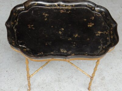 1940/50 Coffee Table Tray Lacquer of China Maison Bagués in Brass Bambou Deco