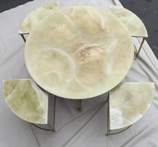 1950/70' Table Basse Maison Baguès en Bronze et ses 4 Tables en Angles