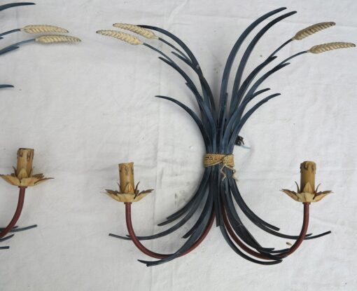 Pair d apply sheaf of wheat in painted metal - Image 3