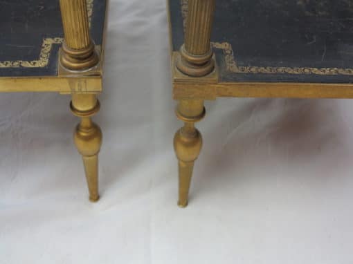 1970' Pair of Shelf in brass Maison Bagués 2 tray with black leather 50 x 30 - Image 3