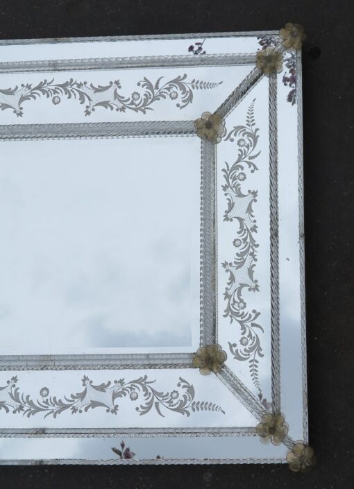 1950/70 Miroir Style Véronèse Rectangulaire Parecloses et Fleurs Dorées à l'Or – Image 2