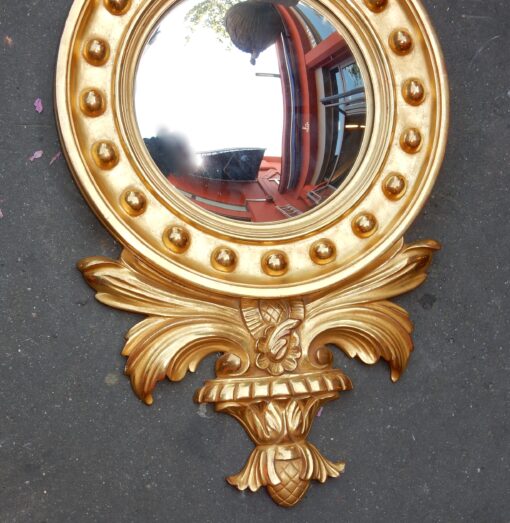 1950/70' Miroir Convexe à l'Aigle, Bois Doré H 97 cm – Image 5