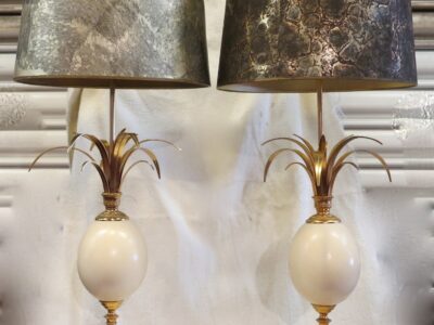 Pair of lamps or similar style Charles egg d ostrich