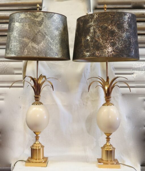 Pair of lamps or similar style Charles egg d ostrich