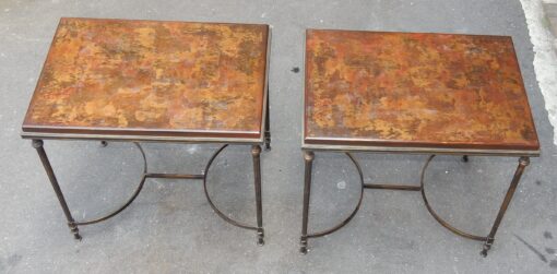 1950/70' Paire de Bouts de Canapés Bronze , Plateau Laque de Chine Style Maison Jansen 51 X 36 cm – Image 8