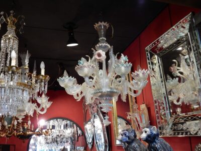 1950'  Chandelier Murano Blue Opalescent colour 6 lights