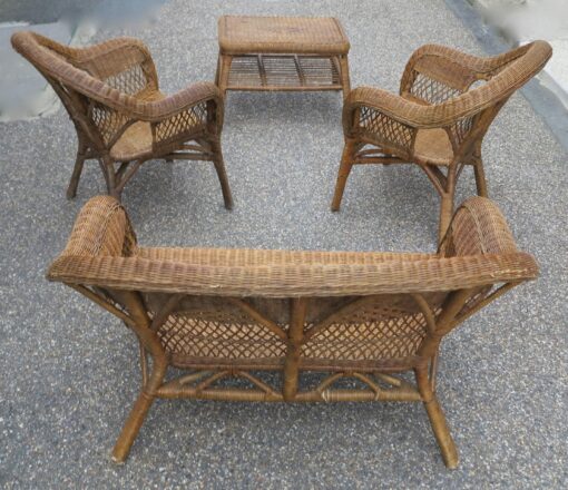 Salon Osier 1950 / 4  piéces – Image 7