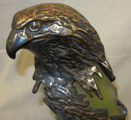 Bronze eagle and training(forming) molten glass swigs, signed LOHE - Image 2