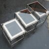 1950/70 Series of 3 Nesting tables chromed brass Model Bamboo Adnet Jacques top silvered frame - Image 7