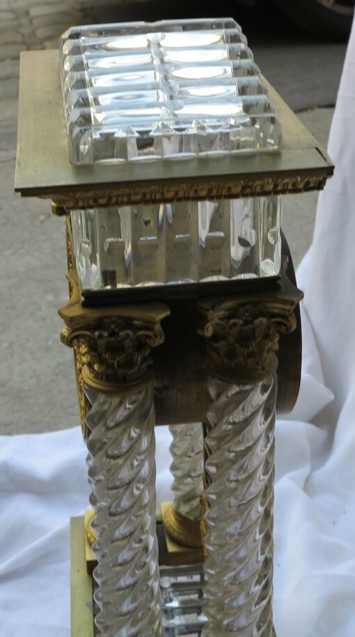 1830' Clock Portico Charles X Crystal Baccarat and Golden Bronze - Image 6