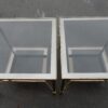 1970' Pair of side tables in gilt metal with trays in smoked glass, 61X 61 cm - Image 5