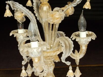 1950/70' Clandestic Murano Cristal and Gold Inclusion