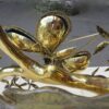 1970' Lighting Coffee table in the Bonsai on golden bronze sand dune Willy  Daro or Duval Brasseur with butterfly in bronze  and fly in blue agate - Image 8