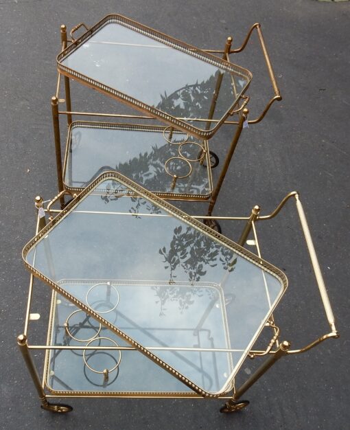 1950/70 Pair Of Rolling Bar In Brass Maison Bagués  in The Style of  L XVI - Image 5