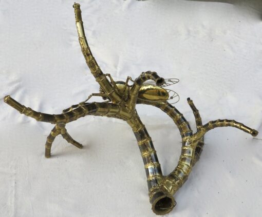 1950/70' Table Bamboo Deco Has the Bronze Cicada with Blue Agates style Duval Brasseur Enlightening - Image 7