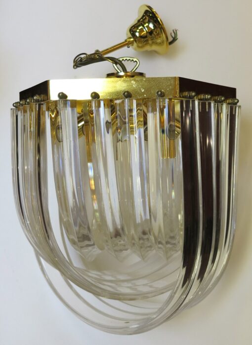 1970 ' 3 Gilted Iron and Lucite Chandeliers shape with shells entrelats lanterns Style Design With Sticker Orion - Image 2