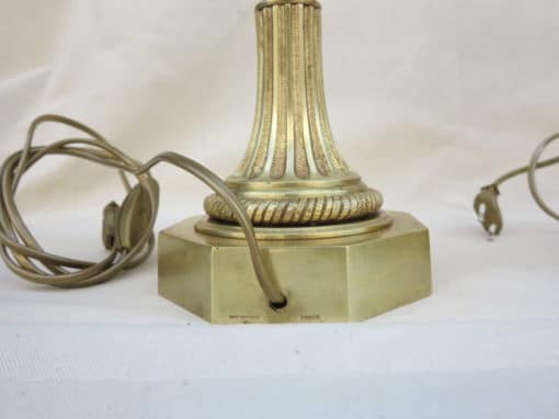 Pair of bronze lamps and egg amber way signed  Charles - Image 5