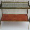 1970' Shelf in Brass with Gallery Maison Baguès 2 Trays with Glass and Leather