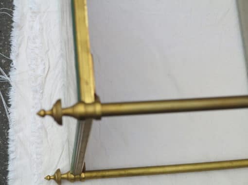 1970' Table or Shelf in brass Maison Bagués 2 tray with leather and gilt grecs deco - Image 7
