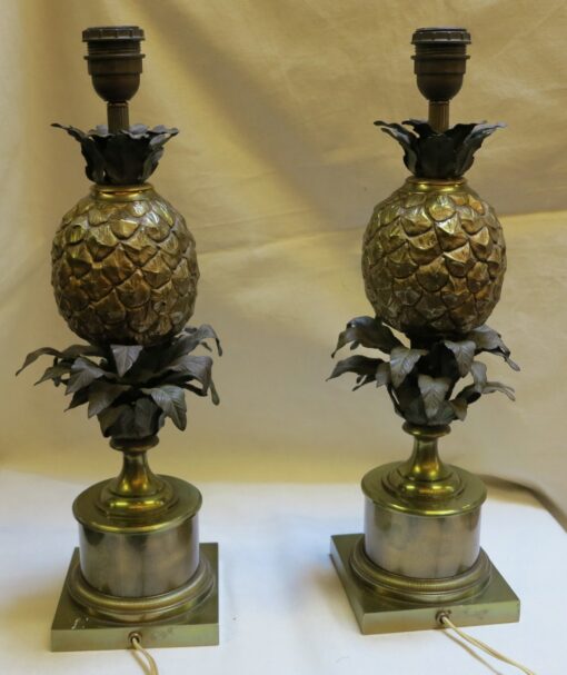 1950/70 Pair of lamps pineapple in bronze in the style of Charles - Image 3