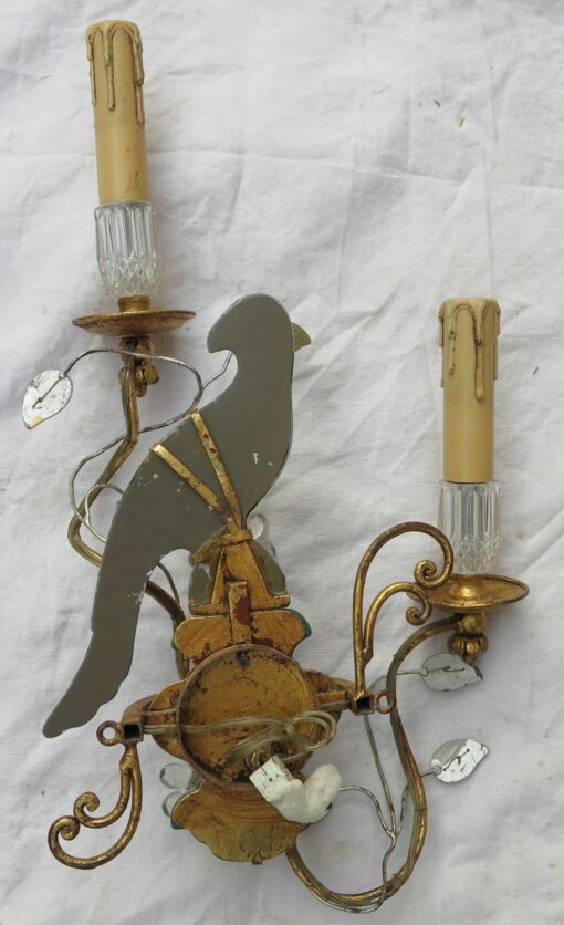 1970' Pair Wall Lamp has the Parakeet Style Baguès - Image 5