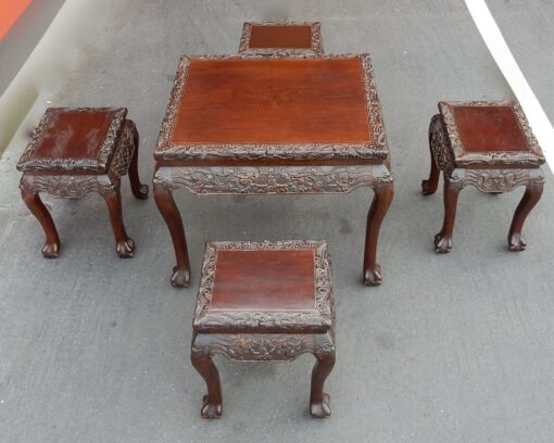 1920/1950 Play Table Mahjong China and Its 4 Stools Palissandre - Image 2