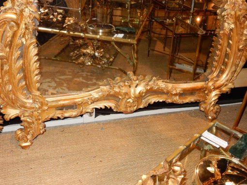 1850' Miroir de Style Louis 15 en Bois Doré Glace Mercure 2m40 X 1m50 – Image 6