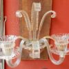 1950/70' Paire d'Appliques à 2 Bras de Lumière en Cristal de Murano Avec Paillons d'Or Modèle Jet d'Eau Véronèse 33 H X 36 cm – Image 4