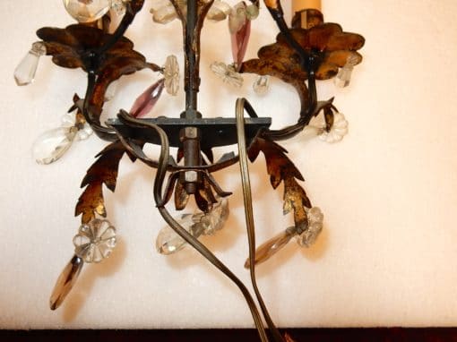 1950/70' Pair of sconces in iron with cristal 2 colours  in the style of  Maison Bagués - Image 8
