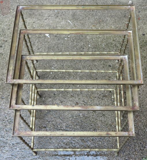 1950/70 Série de 3 Tables Gigognes Modèle Bambou avec Pieds Maison Baguès – Image 2