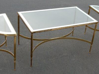 1950/70 Tripartite Table in Brass Style Maison Bagués