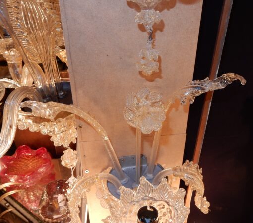 1950' Sconces Pair, 1 Arm Murano Crystal With  Gold - Image 2