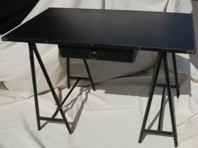 Desk  leather tréteaux style Jacques Adnet skaï 1950/70
