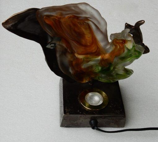 1970/80' Ecureuil en bronze et pâte de verre formant lampe signé LOHE – Image 5
